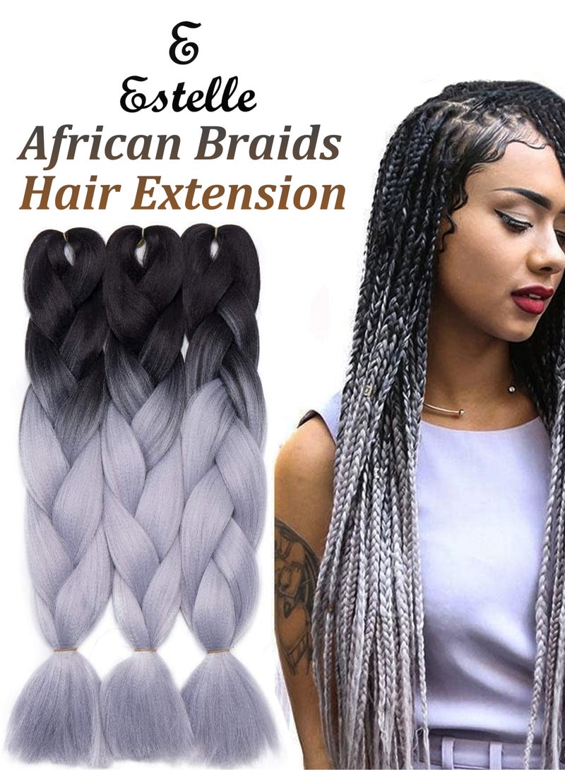 إستيل تصفيف الشعر مع مجموعة متميزة من 3 وصلات شعر تجديل أفريقية ضخمة بطول 82 بوصة لكل شعر مستعار كانيكالون كروشيه ملتوي من ألياف صناعية تتحمل درجات الحرارة العالية للنساء السود - Image 1