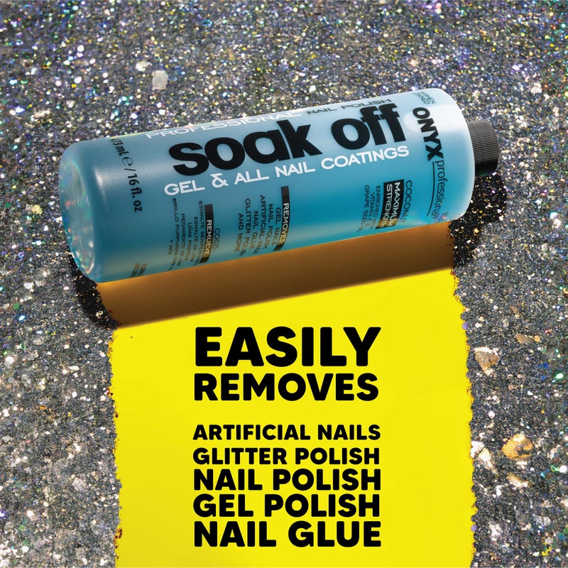 Onyx Professional Coconut Scented Nail Polish Remover with Nail File, 16 oz, Maximum Strength Soak Off Gel Polish Remover, Vitamin E & Grape Seed Oil Enriched Nourishing Formula - Image 3