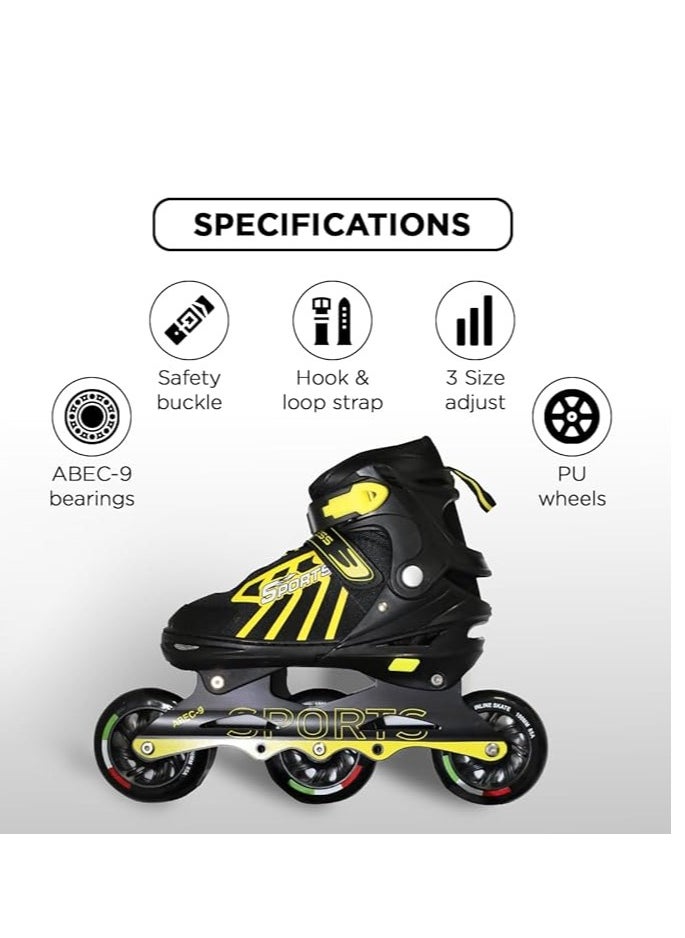 Inline Adjustable Skates | Aluminium Chassis and 100 mm PU Three Wheels | With ABEC 9 Bearings | Indoor and Outdoor - pzsku/Z434AA14592D2E5B426C0Z/45/_/1709613686/df393cbb-158f-4bf1-94a7-4e27e0cb27fb