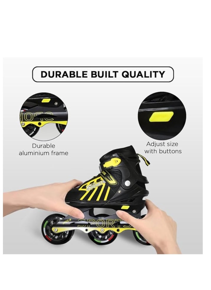 Inline Adjustable Skates | Aluminium Chassis and 100 mm PU Three Wheels | With ABEC 9 Bearings | Indoor and Outdoor - pzsku/Z434AA14592D2E5B426C0Z/45/_/1709613687/4cba3c30-5052-4c70-a034-bacae39cf653