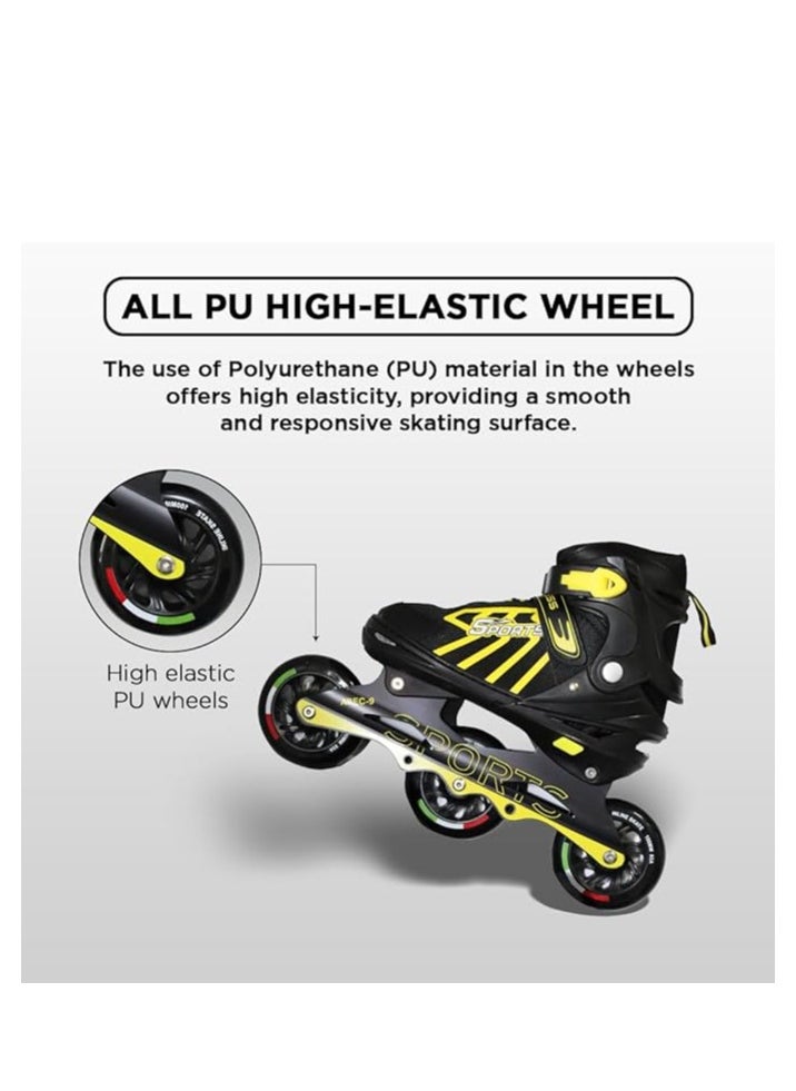 Inline Adjustable Skates | Aluminium Chassis and 100 mm PU Three Wheels | With ABEC 9 Bearings | Indoor and Outdoor - pzsku/Z434AA14592D2E5B426C0Z/45/_/1709613697/6ef0e60d-25d7-4ac1-b47e-07d60e466381