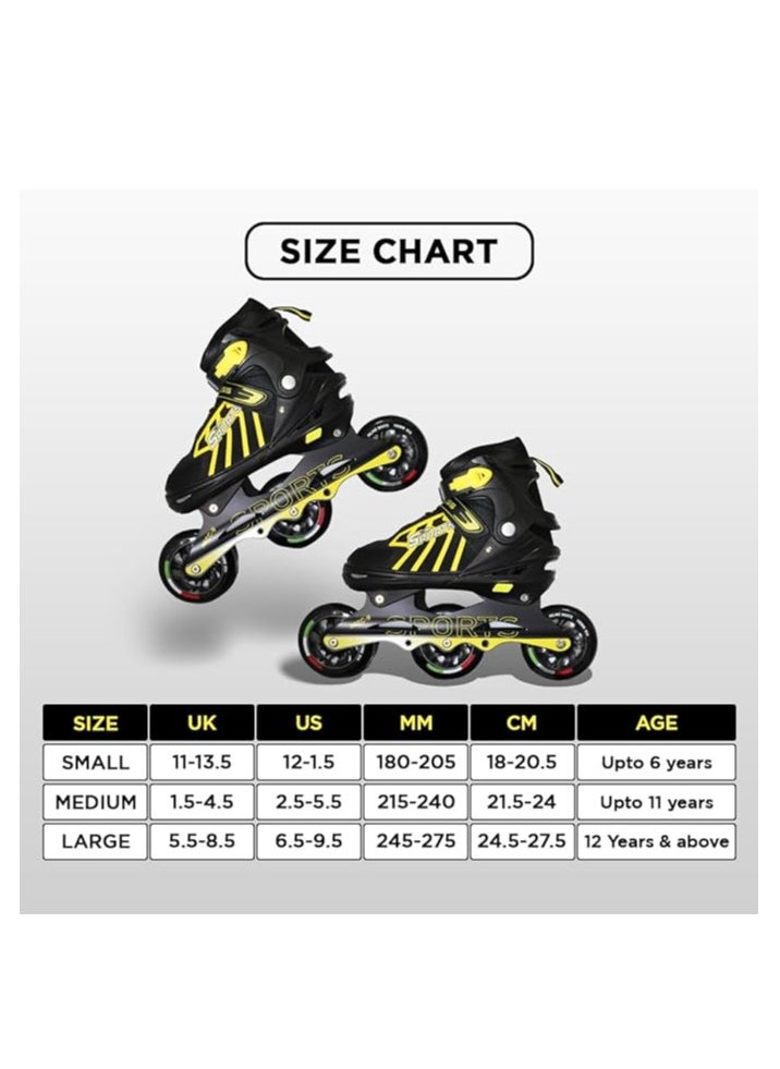 Inline Adjustable Skates | Aluminium Chassis and 100 mm PU Three Wheels | With ABEC 9 Bearings | Indoor and Outdoor - pzsku/Z434AA14592D2E5B426C0Z/45/_/1709613707/09e94377-b26a-44be-a85e-e88d26bb755f