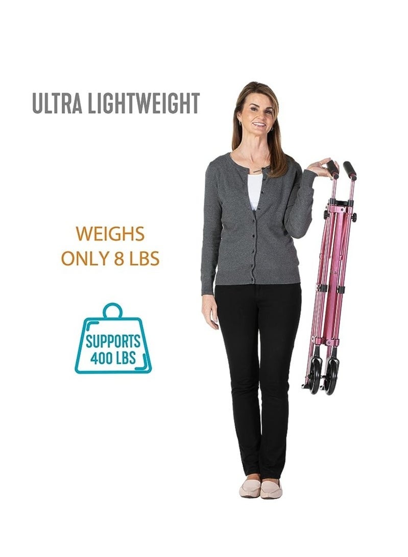 XiuWoo Lightweight Foldable Roller Walker for Seniors and Adults, 6 Inch Wheels - Image 3