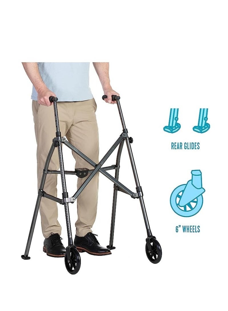 XiuWoo Lightweight Foldable Roller Walker for Seniors and Adults, 6 Inch Wheels - Image 4