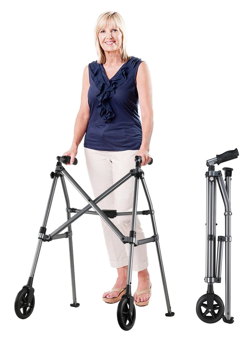 XiuWoo Lightweight Foldable Roller Walker for Seniors and Adults, 6 Inch Wheels - Image 1