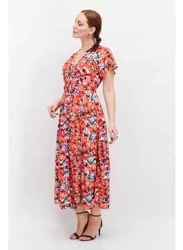 French Connection Women Floral Print Maxi Dress, Red Combo  - Image 4