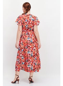 French Connection Women Floral Print Maxi Dress, Red Combo  - Image 2