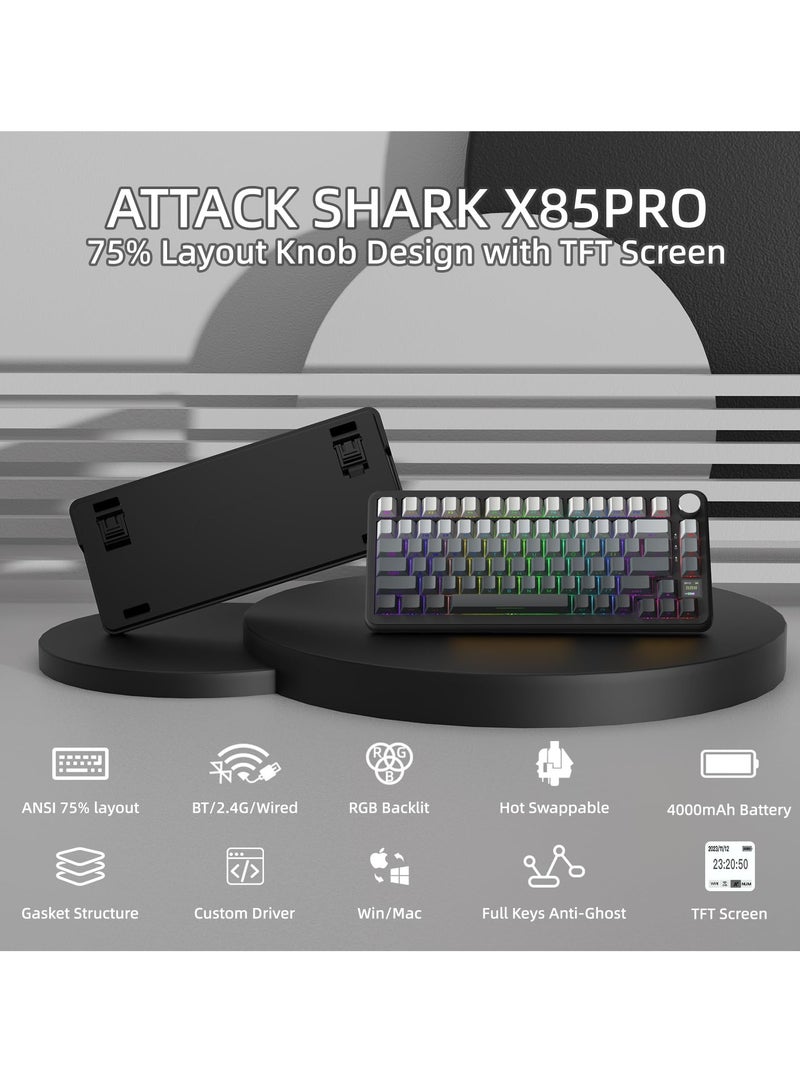 X85Pro لعبة لوحة المفاتيح الميكانيكية ثلاثة وضع RGB بلوتوث اللاسلكية التخصيص التوصيل الساخن مع شاشة عرض المكتب