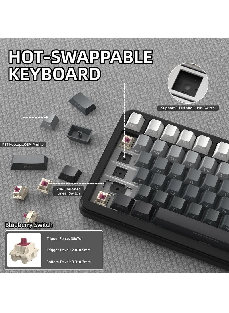 X85Pro لعبة لوحة المفاتيح الميكانيكية ثلاثة وضع RGB بلوتوث اللاسلكية التخصيص التوصيل الساخن مع شاشة عرض المكتب