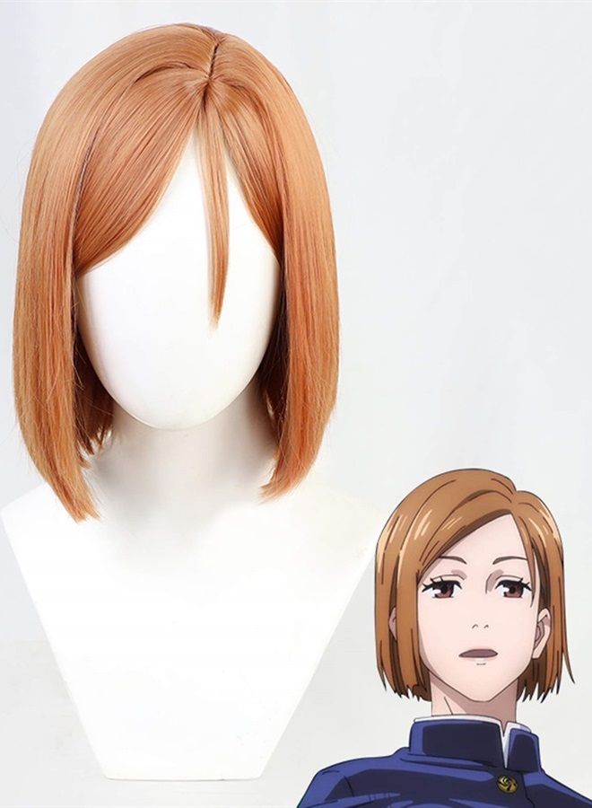 LeMarnia Brown Side Split Short Wig for Kugisaki Nobara Cosplay Wig Halloween Costume Themed Party Wig - Image 4