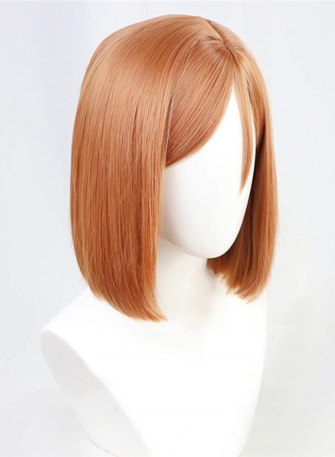 LeMarnia Brown Side Split Short Wig for Kugisaki Nobara Cosplay Wig Halloween Costume Themed Party Wig - Image 3