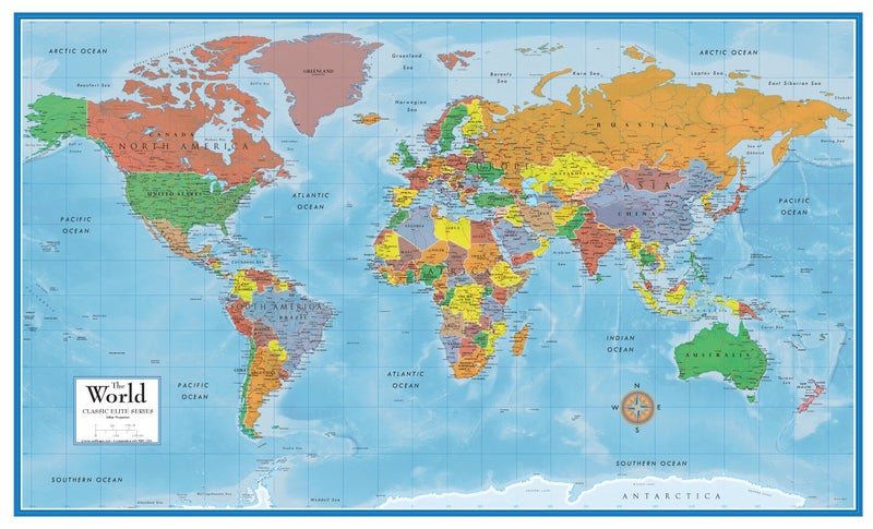 Swiftmaps World Premier Wall Map Poster Mural 24h x 36w - Image 1
