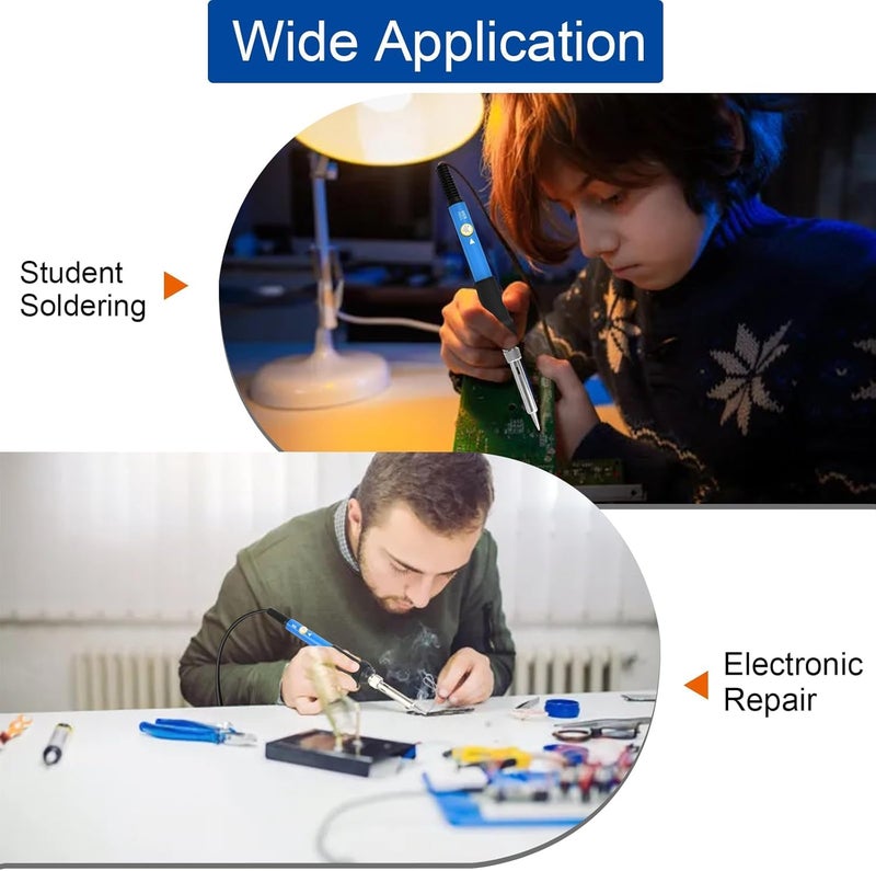 Inditrust New Complete Kit of Soldering Iron with adjustable temp and 5X Bits of different shapes 60W Temperature Controlled (Round Tip) - Image 3