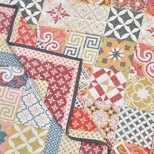 BLOCKS OF INDIA 100% Cotton Dohar King Size Reversible Hand Block Printed Malmal Summer Dohar/Blanket (Orange Ikat, 300 Tc) - Image 5