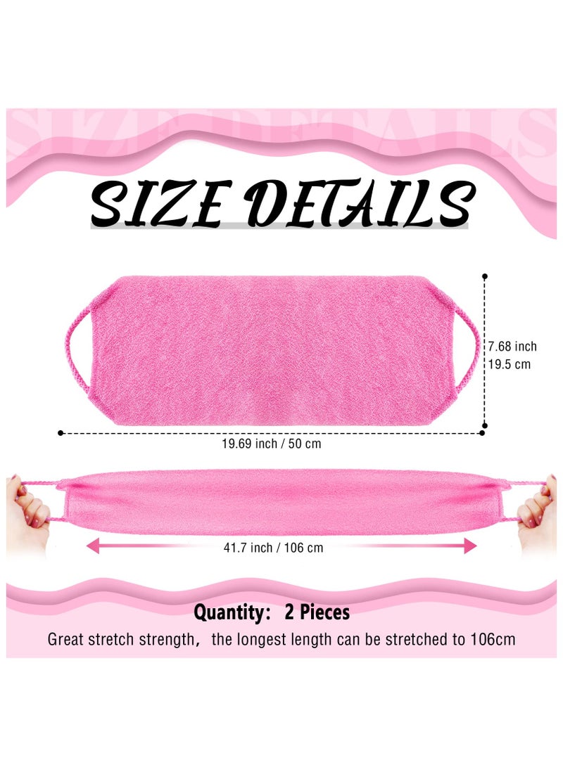 RTYY 2 PCS Exfoliating Back Scrubber for Shower Women And Men, Exfoliating Back Scrubber with Handles, Extended Length Washers Scrubbers Stretchable Pull Strap Body Scrubber Towel Nylon Back Exfoliator Washcloth Washer to Remove Dead Skin - Image 2
