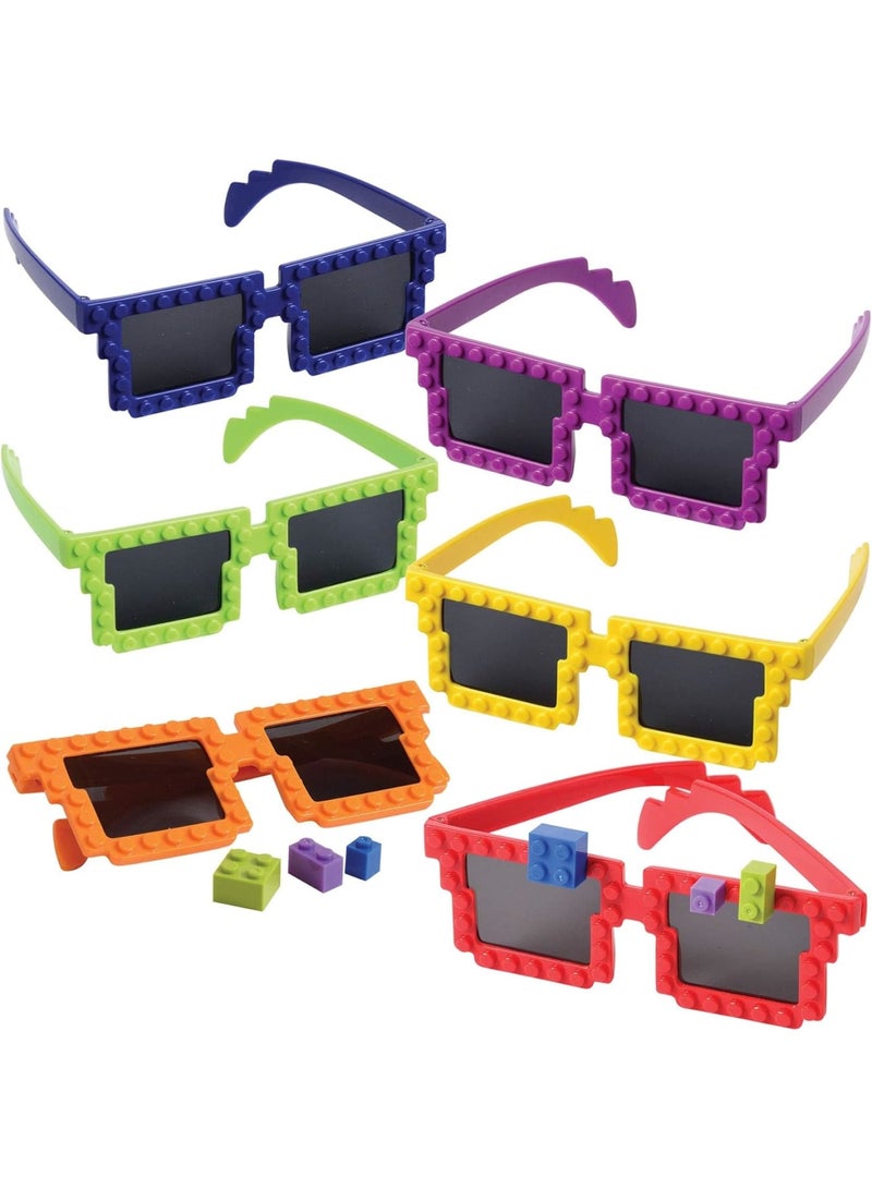 SOLARAE Building Blocks Glasses, Pack of 6 Building Party Favors Glasses with Extra Bricks, Kids DIY Building Bricks Glasses for Carnival Supplies, Stocking Stuffers, Games Decor and Birthday Party Gift - Image 1