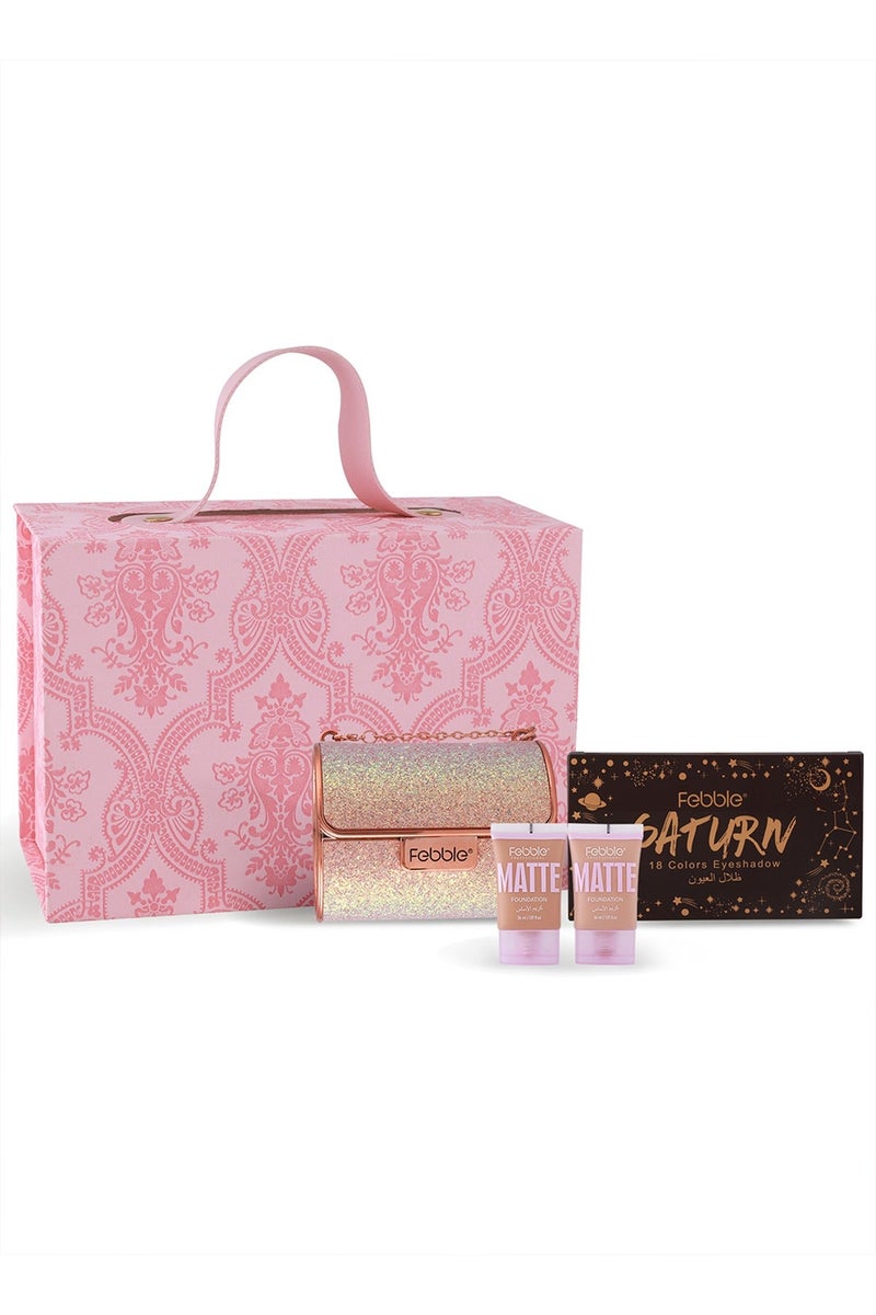 فيبيل مجموعة هدايا مكياج متكاملة للنساء، مجموعة مكياج كاملة مع قطعتين من كريم الأساس غير اللامع وأحمر الشفاه الجريء، مجموعة من 4 قطع، لوحة ظلال العيون 18 لونًا، تغطية كاملة، مجموعة مكياج احترافية عالية الجودة للحفلات والسفر والاستخدام اليومي - Image 1