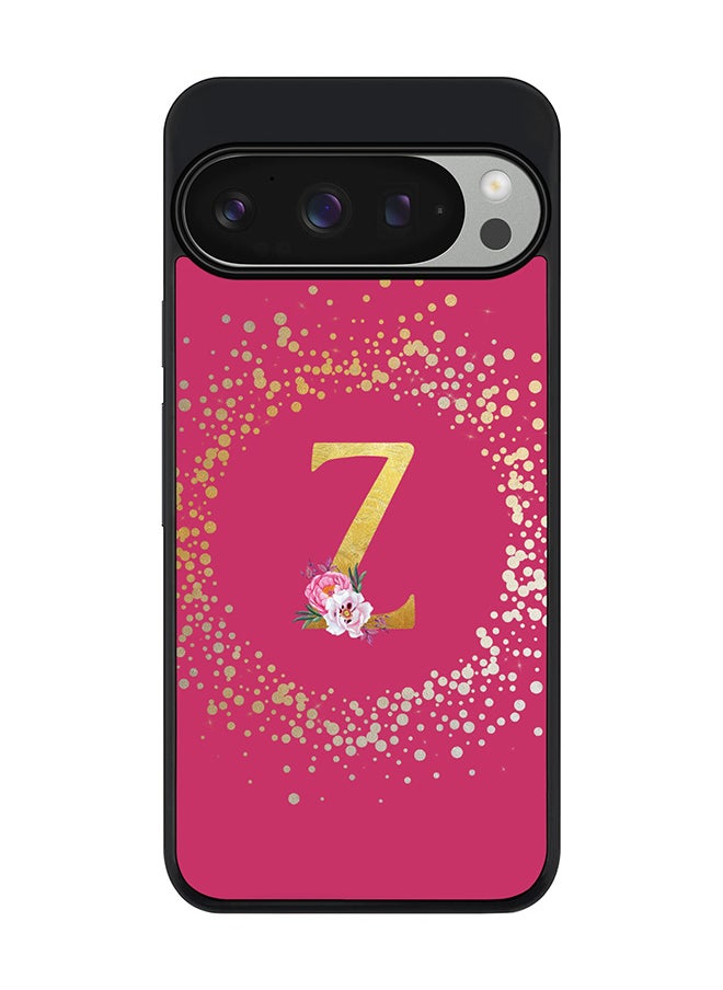 Stylizedd For Google Pixel 9 Pro Case,Slim fit Camera Protection, Shockproof Thin Phone cover - Custom Monogram Floral - Z ( Deep Pink )  - Image 1