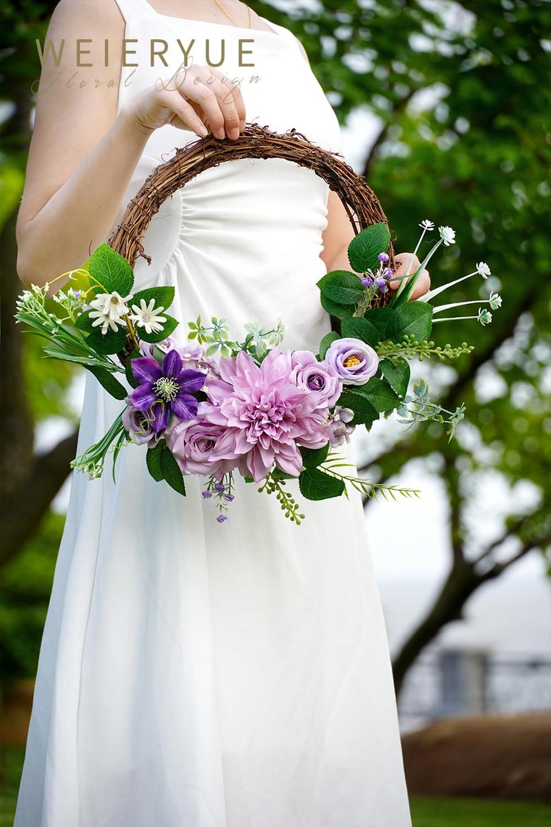 WEIERYUE Purple Artificial Flowers Combo Box Wedding Decor Fake Flowers Flowers for Decoration Silk Flowers for Home Decor Indoor Cake Flowers Faux Flowers for Crafts - Image 2