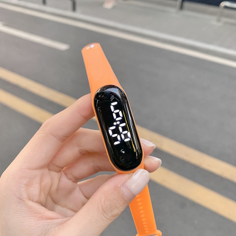 [M3] fashion casual personality LED bracelet electronic watch for men and women students Joker silicone bracelet watch Orange