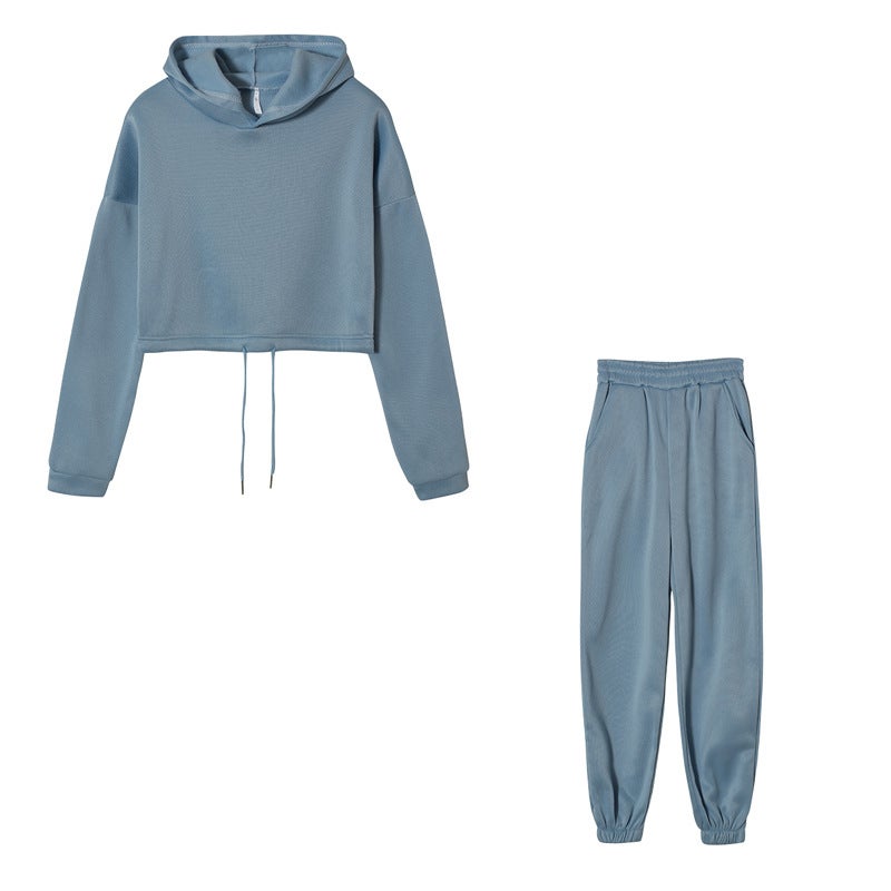 9691# 2024 Autumn and Winter Best Selling Amazon ebay New Fashion Long Sleeve Sports Leisure suit Two-Piece Set Black  - Image 5