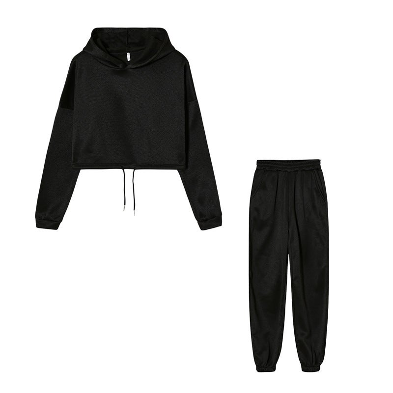 9691# 2024 Autumn and Winter Best Selling Amazon ebay New Fashion Long Sleeve Sports Leisure suit Two-Piece Set Black  - Image 1