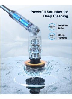 LDQ LDQ Electric spin scrubber, Electric cleaning Brush, Screen Display, Replaceable 8 brush Head, Adjustable Extended Handle, 360 Cleaning Brush Bathroom, Bathtub, Tiles, USB-C, Charging Cable.  - Image 5