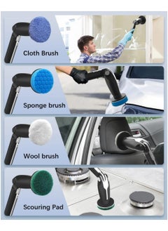 LDQ LDQ Electric spin scrubber, Electric cleaning Brush, Screen Display, Replaceable 8 brush Head, Adjustable Extended Handle, 360 Cleaning Brush Bathroom, Bathtub, Tiles, USB-C, Charging Cable.  - Image 4