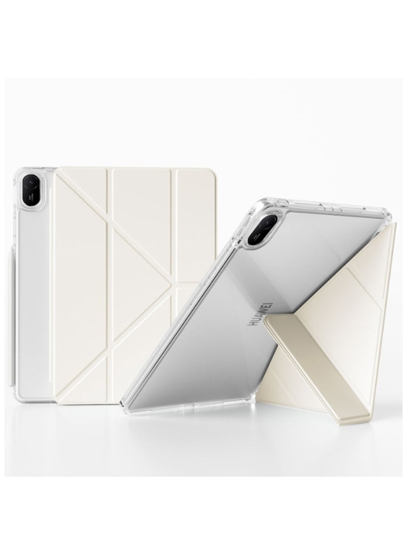 for HUAWEI Matepad SE 11 inch Case Cover, Triple Fold Y-shaped Design, Multi Angle, Leather Tablet Cover With Pen Slot, Automatic Wake-up/sleep,White - Image 1