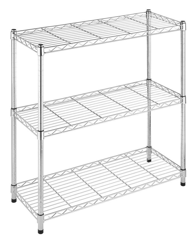 Whitmor 3 Tier Shelving Unit, Metal Storage Shelves, 400 lbs Capacity per Shelf, 1200 lbs Total, Durable Heavy Duty Shelf for Kitchen, Garage, Plant, 36" L x 14" W x 36" H, Chrome - Image 1