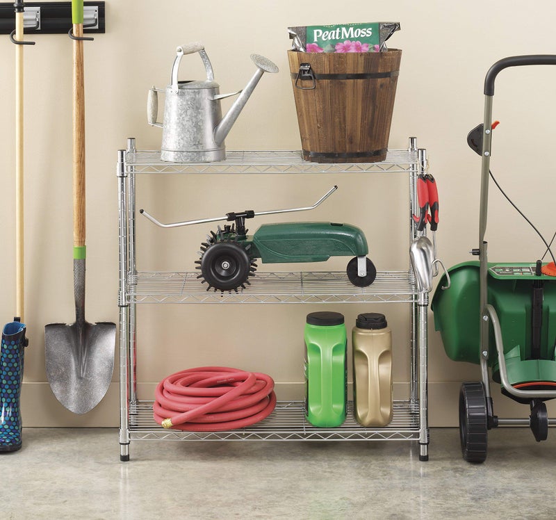 Whitmor 3 Tier Shelving Unit, Metal Storage Shelves, 400 lbs Capacity per Shelf, 1200 lbs Total, Durable Heavy Duty Shelf for Kitchen, Garage, Plant, 36" L x 14" W x 36" H, Chrome - Image 2