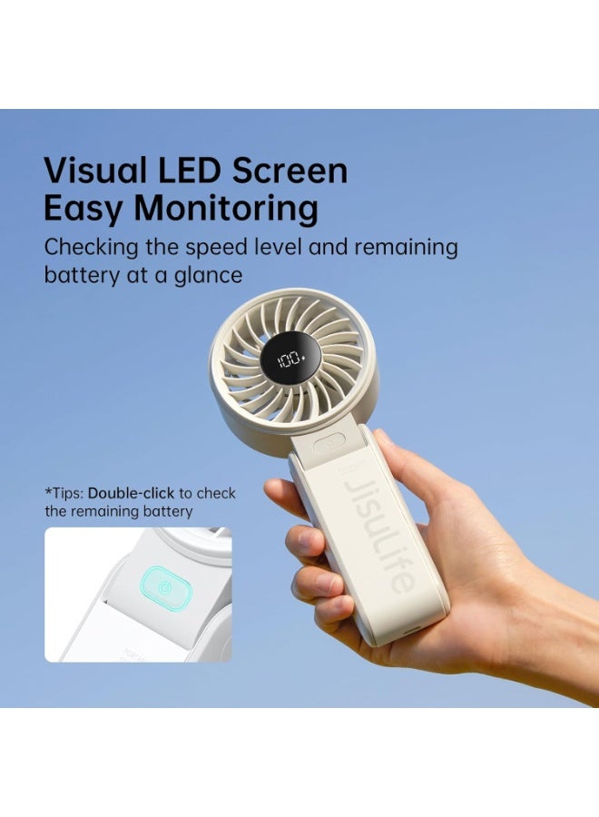 جيسيو لايف مروحة JISULIFE المحمولة Life72024 مروحة محمولة قوية مع شاشة LED، 3600 مللي أمبير/ساعة، قابلة للطي 150 درجة، 5 سرعات، حبل - Image 4