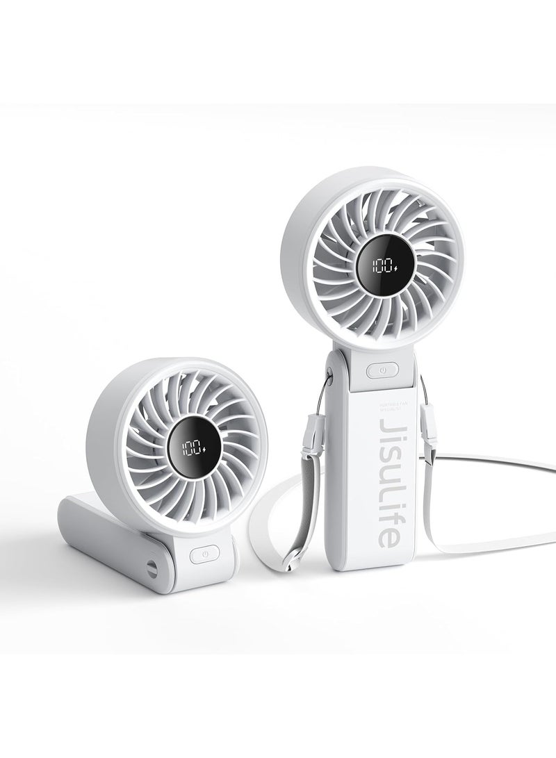 جيسيو لايف مروحة JISULIFE المحمولة Life72024 مروحة محمولة قوية مع شاشة LED، 3600 مللي أمبير/ساعة، قابلة للطي 150 درجة، 5 سرعات، حبل - Image 1