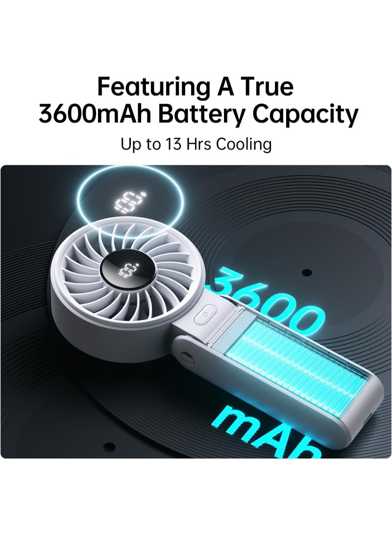 جيسيو لايف مروحة JISULIFE المحمولة Life72024 مروحة محمولة قوية مع شاشة LED، 3600 مللي أمبير/ساعة، قابلة للطي 150 درجة، 5 سرعات، حبل - Image 5