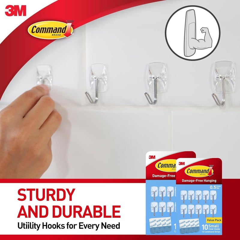 Command Small Clear Wire Toggle Hooks, 20 Count with 24 Strips, Damage-Free Adhesive for Wall Hanging and Storage, Holds up to 0.5 lb - Image 4