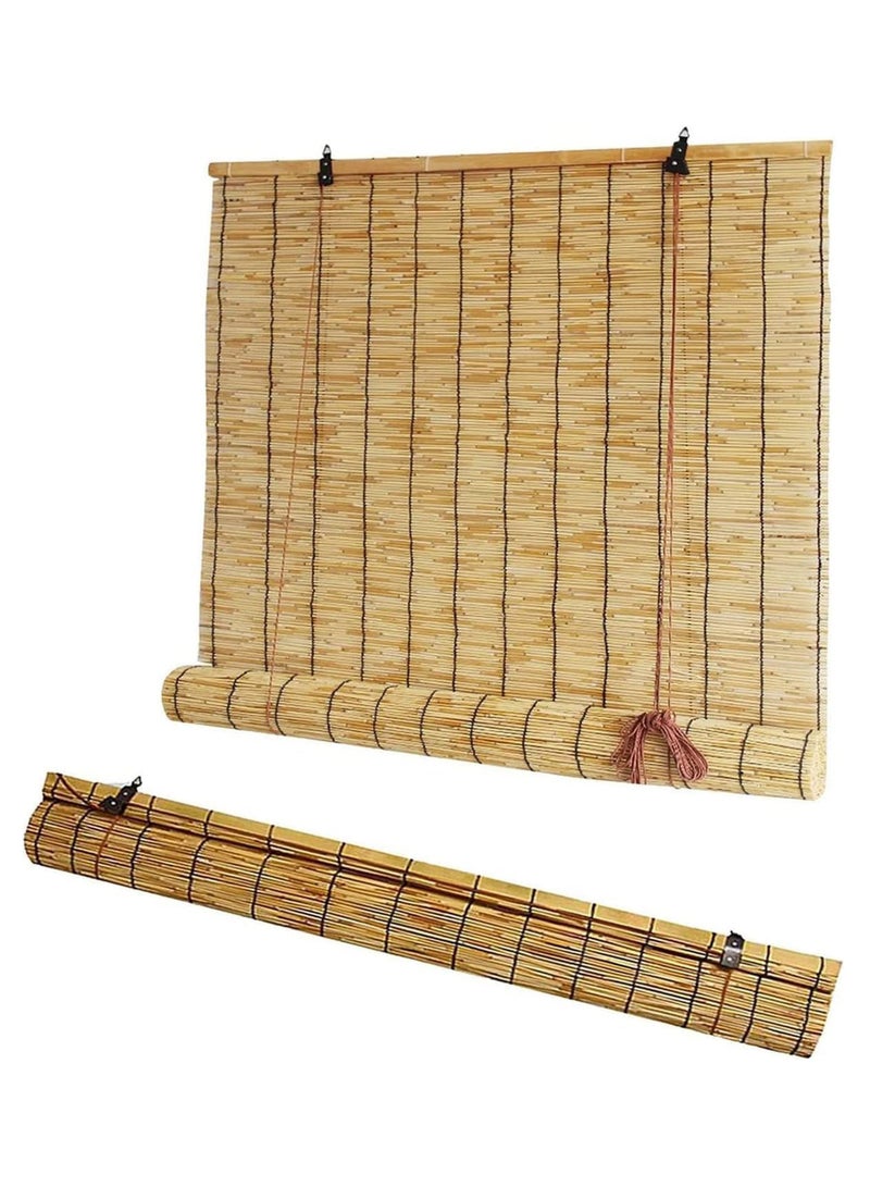LINGWEI Bamboo Blinds Outdoor Retro Bamboo Roller Blinds Privacy Window Roller Blinds Balcony Decoration Sunshade Curtains Bamboo Curtain Hanging Blind  - Image 2