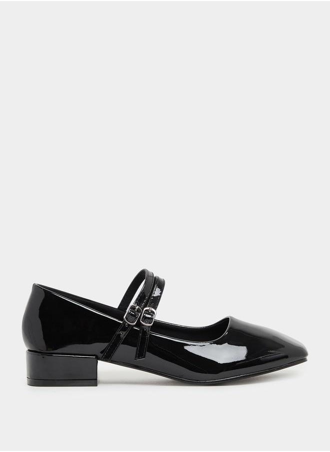 Styli Solid Double Strap Ballerina Shoes  - Image 2
