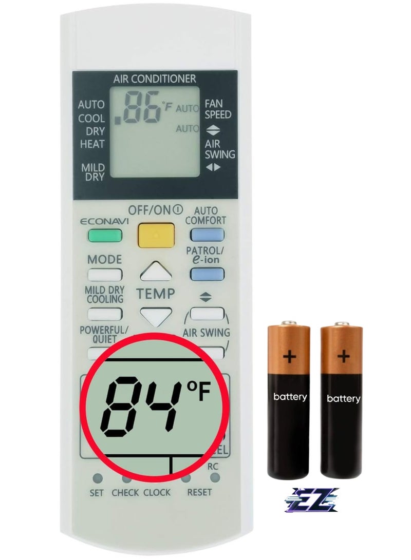 ELTRAZONE Replacement for Panasonic Air Conditioner Remote Control CS-E12EKU CS-E18EKU CS-E21EKU CS-E9EKU A-FPE12EKU (Display in Both Fahrenheit and Celsius) with battery - Image 1