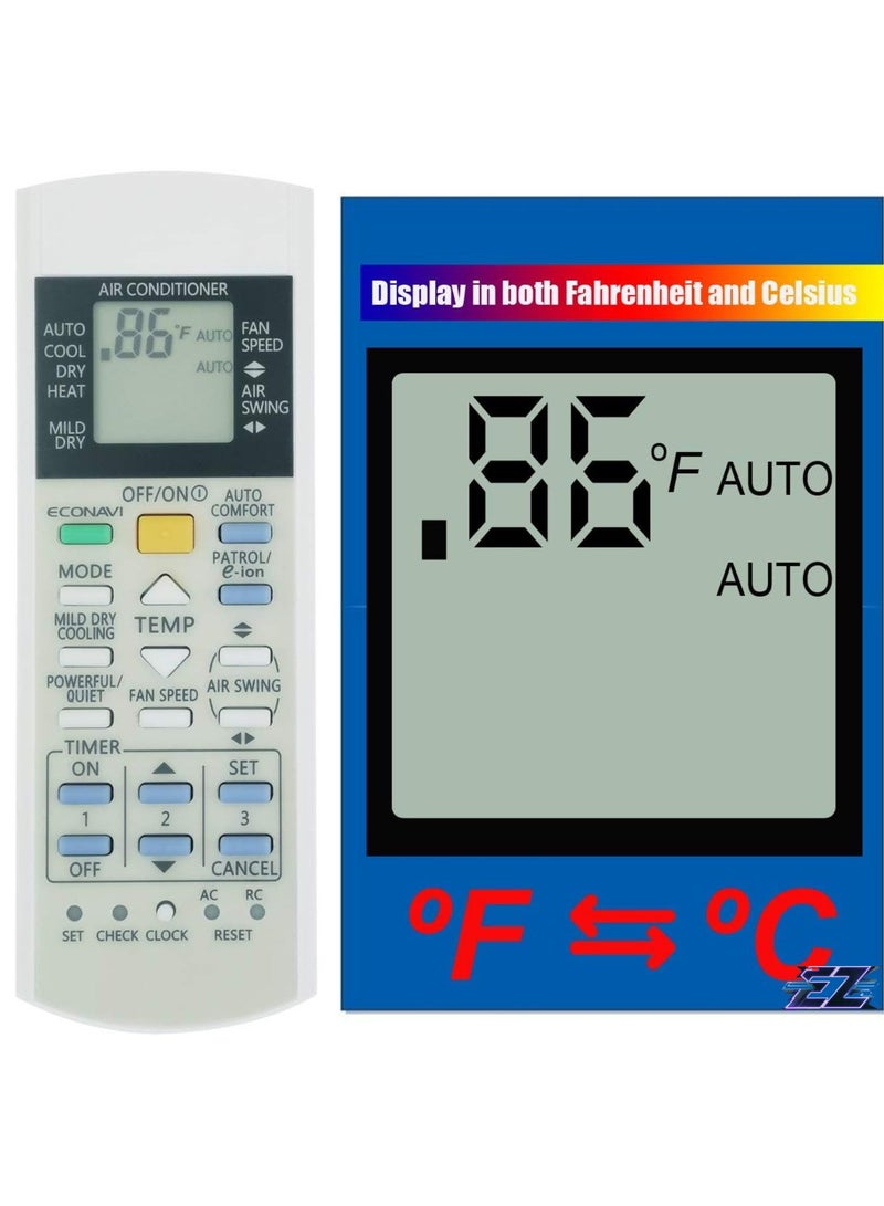 ELTRAZONE Replacement for Panasonic Air Conditioner Remote Control CS-E12EKU CS-E18EKU CS-E21EKU CS-E9EKU A-FPE12EKU (Display in Both Fahrenheit and Celsius) with battery - Image 2