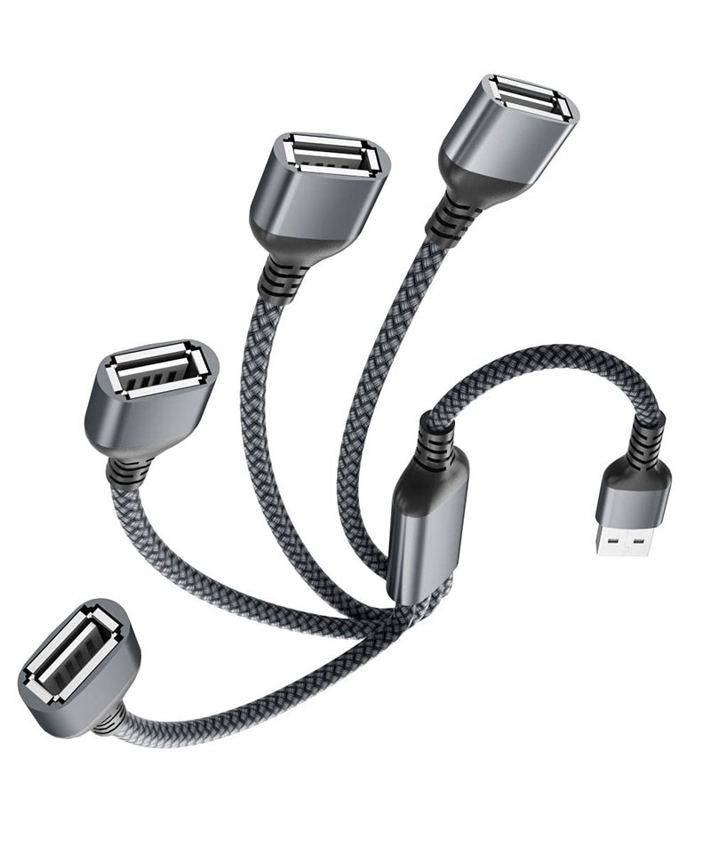 Elebase USB Splitter Y Cable 1FT,USB Splitter 1 in 4 Out,USB Charger Splitter,Multi Port USB Extension Splitter,Multiport 2/3/4 Out Data Charging Split Adapter for PC,TV,MacBook,Laptop - Image 1