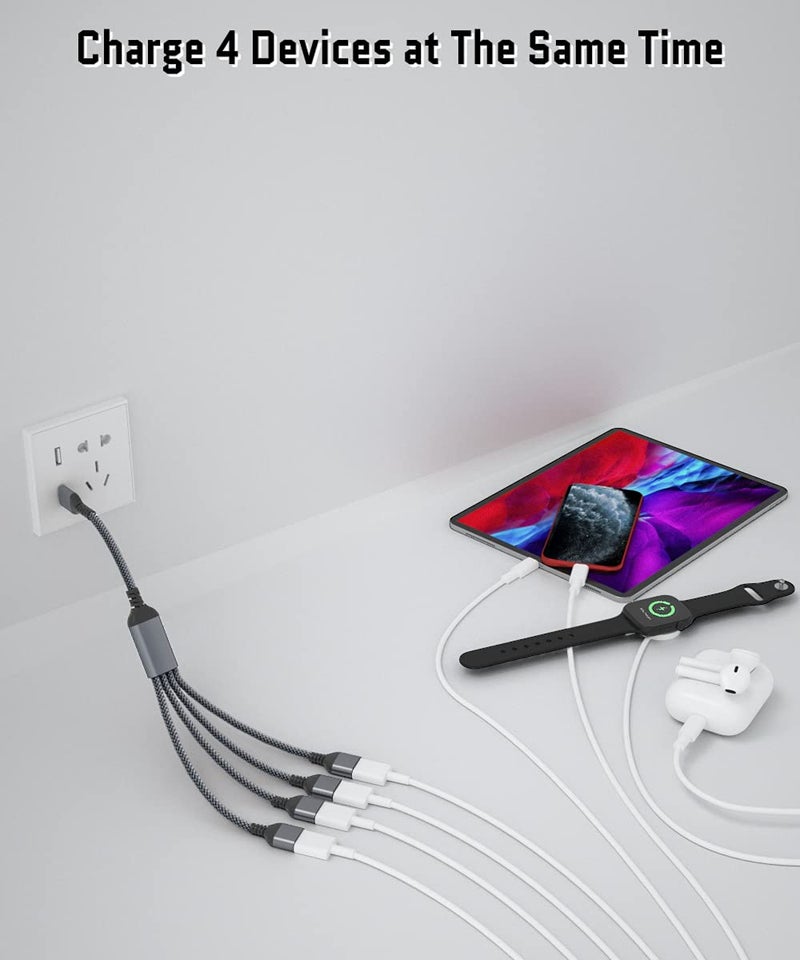 Elebase USB Splitter Y Cable 1FT,USB Splitter 1 in 4 Out,USB Charger Splitter,Multi Port USB Extension Splitter,Multiport 2/3/4 Out Data Charging Split Adapter for PC,TV,MacBook,Laptop - Image 3