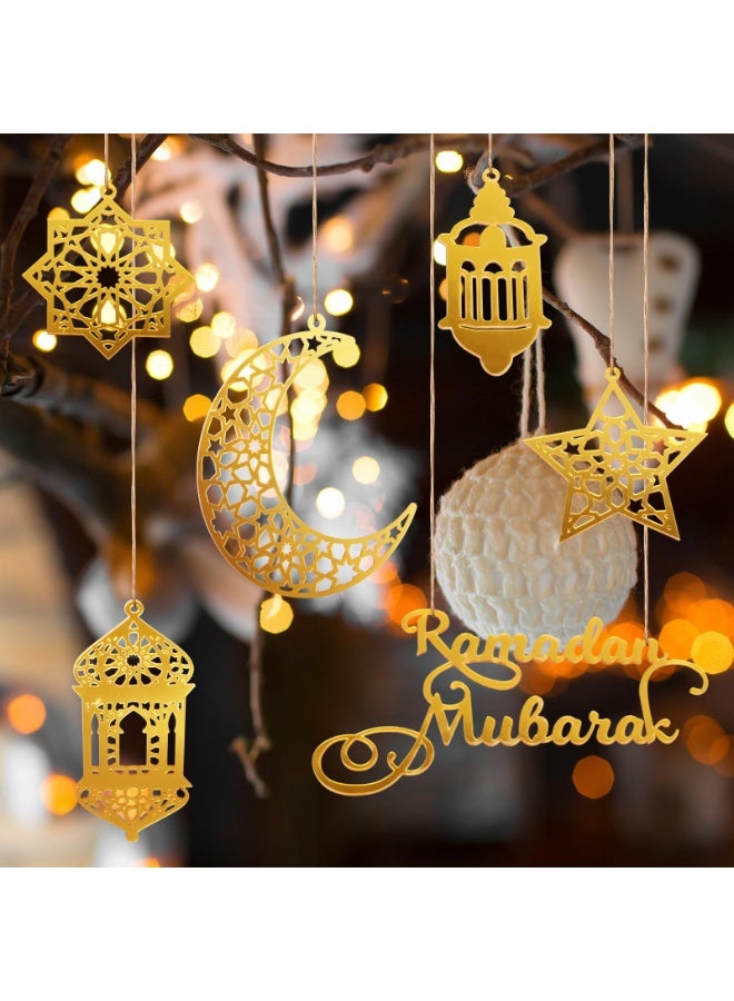 تشيلور ٦ قطع من زينة رمضان مبارك المعلقة من الأكريليك، زينة عيد مبارك على شكل قلعة قمرية، زينة رمضان مبارك لحفلات الأعياد الإسلامية. - Image 5