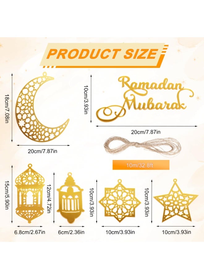 تشيلور ٦ قطع من زينة رمضان مبارك المعلقة من الأكريليك، زينة عيد مبارك على شكل قلعة قمرية، زينة رمضان مبارك لحفلات الأعياد الإسلامية. - Image 2