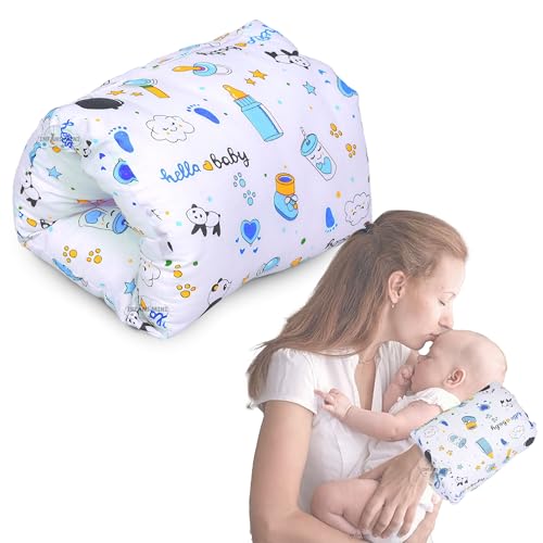 Infans Mini Nursing Arm Pillow, Breast Feeding Pillows for Mother, Bottle Feeding Pillows for Babies Suitable for Travel (Panda Blue) - Image 1