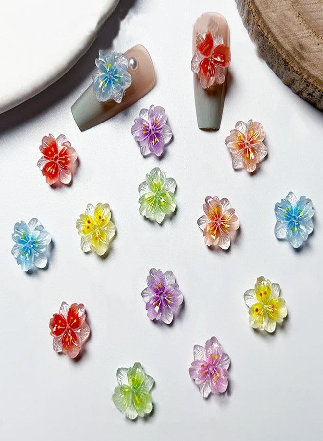 LIFOOST 50pcs 3D Colorful Flower Nail Charms, Resin, 7 Colors, Flower Shape, Nail Art Charms - Image 5