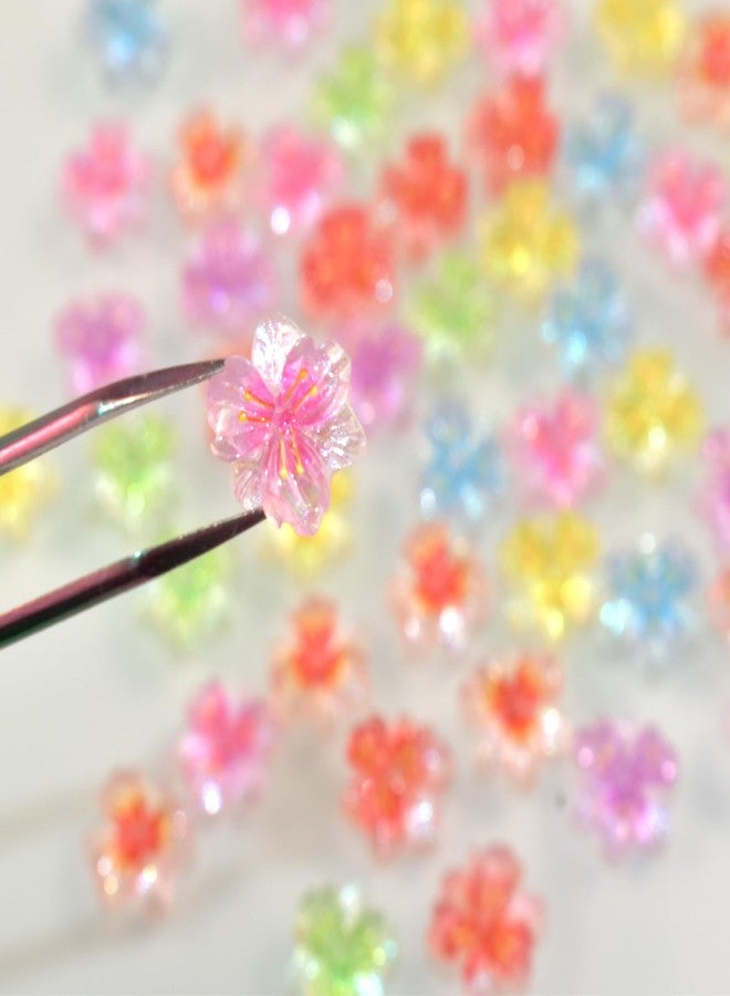 LIFOOST 50pcs 3D Colorful Flower Nail Charms, Resin, 7 Colors, Flower Shape, Nail Art Charms - Image 2