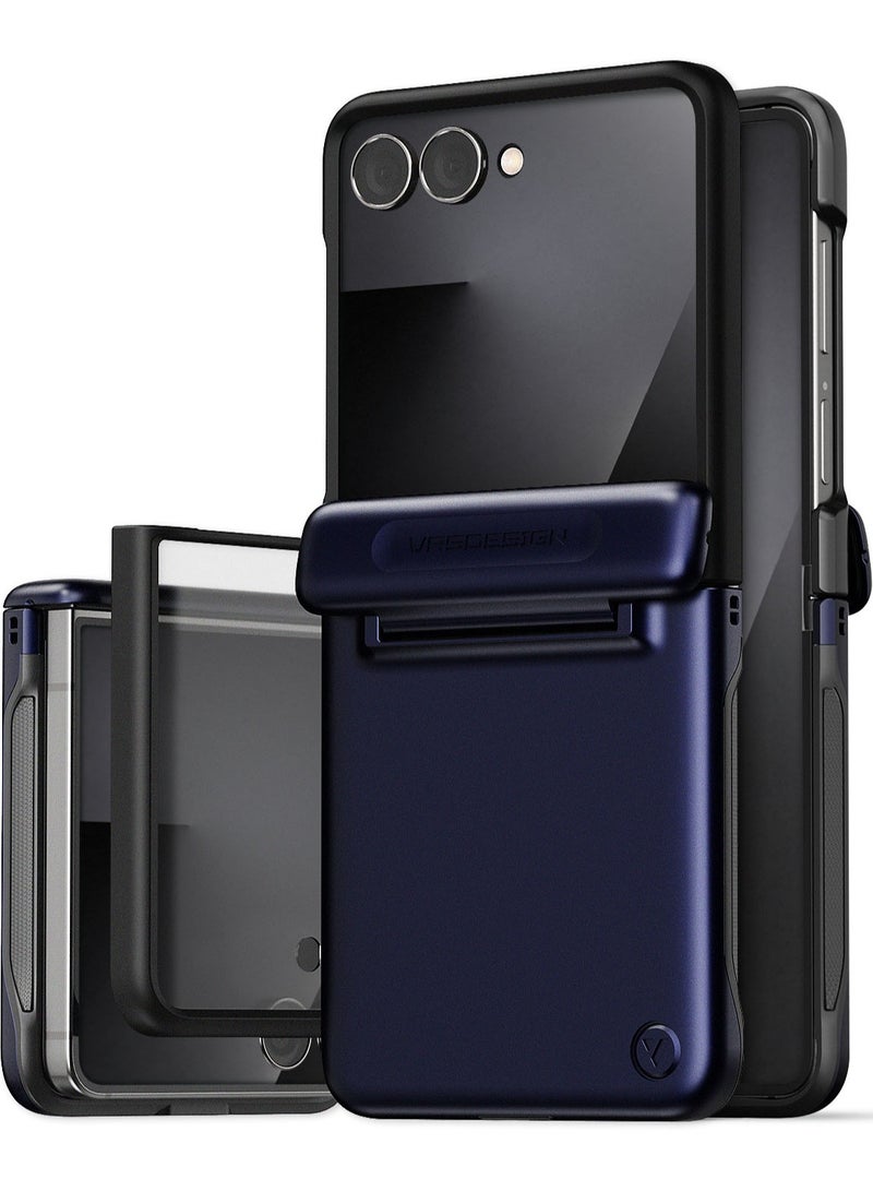 VRS Design غطاء حماية حديث من تيرا غارد لجهاز سامسونج جالاكسي زد فليب 7 (2025) مع [حماية شاشة مدمجة] وحماية المفصل - أزرق داكن - Image 1