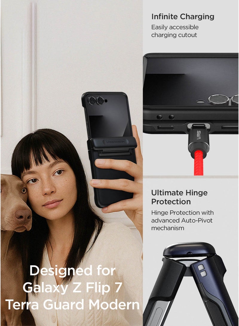 VRS Design غطاء حماية حديث من تيرا غارد لجهاز سامسونج جالاكسي زد فليب 7 (2025) مع [حماية شاشة مدمجة] وحماية المفصل - أزرق داكن - Image 3