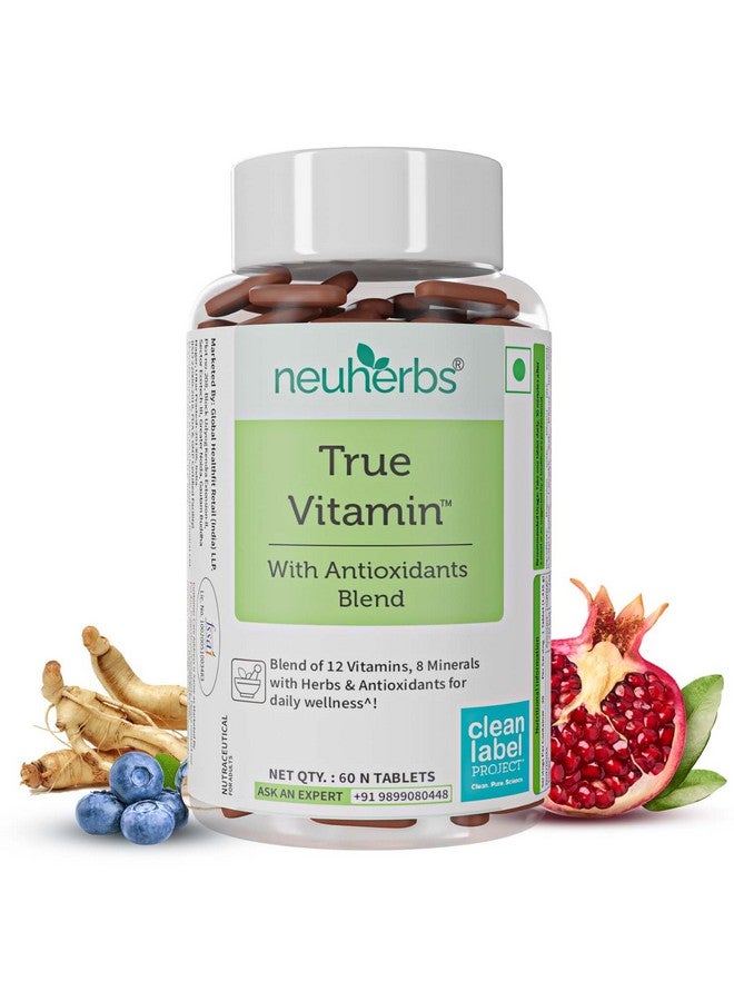 Neuherbs True Vitamin With Iodine Multivitamin With Zinc, Vitamin C, Vitamin-D, Gingseng, Ginkgo Biloba, Coenzyme Q-10, Lutein & Choline For Men And Women - Image 1