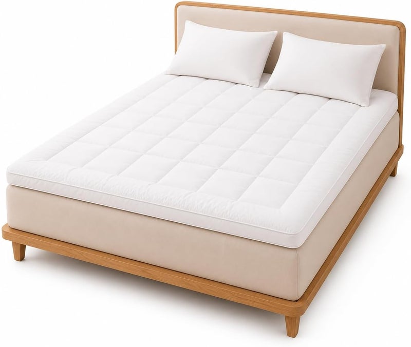 سكايمونت سكاي ماونت لبادة مرتبة 200×200+7 سم حشوة 600 GSM لون أبيض، توبّر مرتبة مايكروفايبر مبطن مع أربطة مطاطية من 4 جهات لسرير سوبر كينغ وراحة فندقية - Image 1